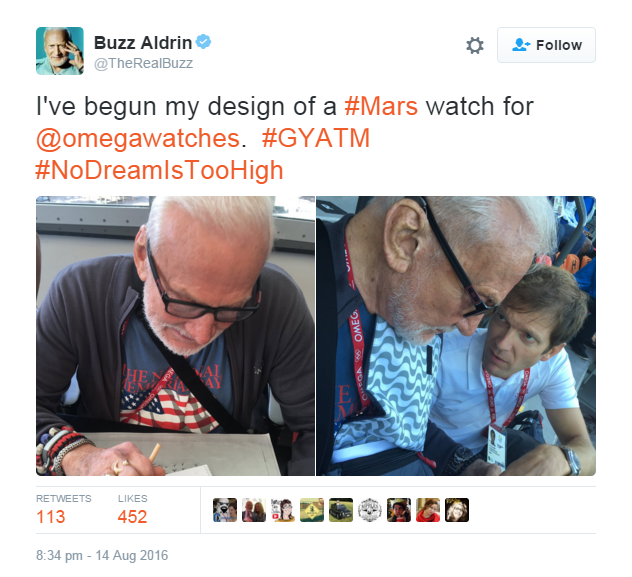 Buzz Aldrin tweet omega mars watch